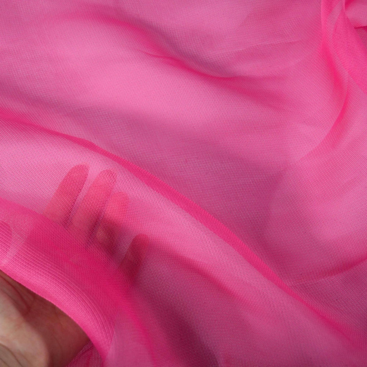 European 100% Silk Hot Pink Netting Sheer Mesh Fabric 43.5 Inch Usable | By the Yard