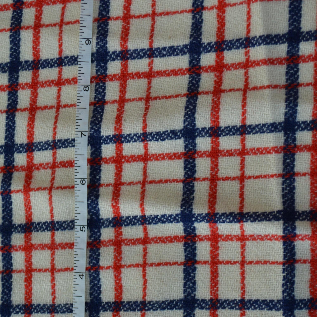 Heavyweight Red and Navy Tartan Wool Fabric Windowpane Check 55 Inch Wide | By the Yard