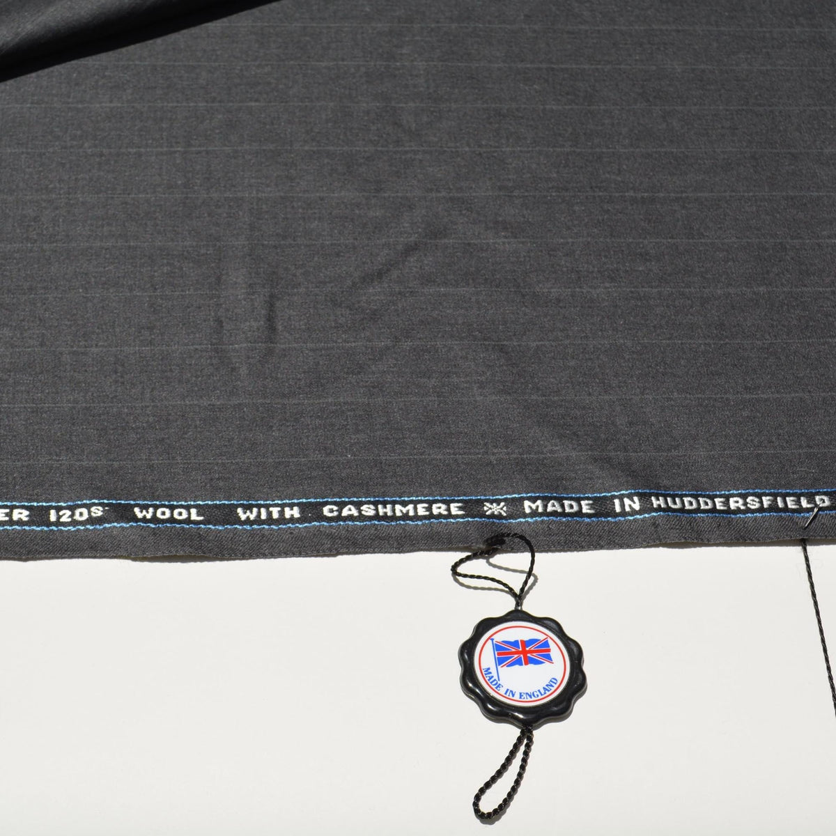 British Cashmere Super 120s Wool Suiting Fabric | Grey with stripes | Made In England | By the Yard
