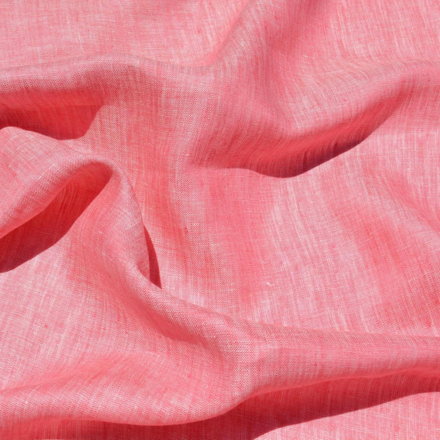 Coral Pink Linen Fabric | 100% Midweight Linen Solid Weave 54" Wide | Linen Yardage for Clothing, Summer Dresses, Home Décor Sewing
