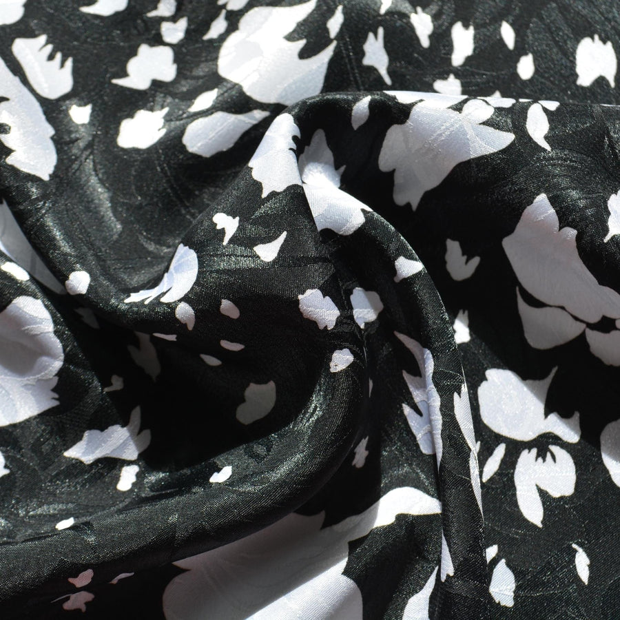 100% Silk Crepe de Chine Print Black and white Floral print 45" Wide Luxury Fabric Sewing | By the Yard