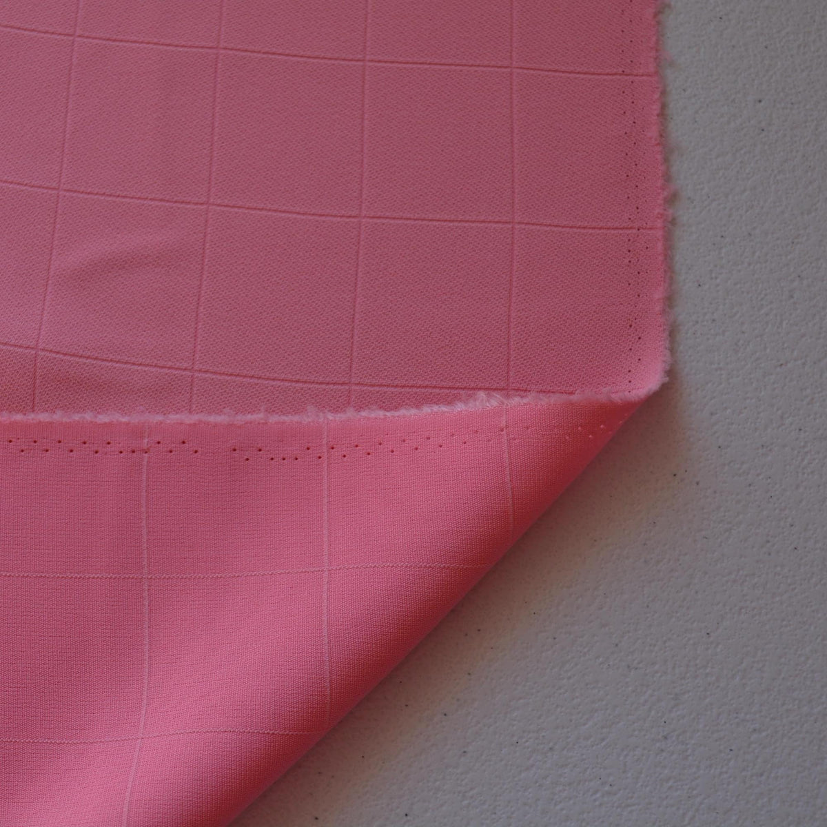 Stretch Crepe Fabric | Pink checkered | Designer Yardage |By the Yard