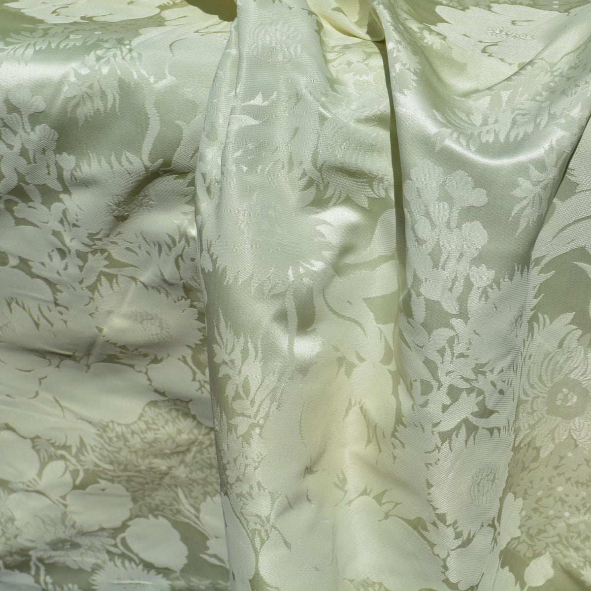 Silk Jacquard Fabric | 100% Silk Floral Pattern, 47.5” | Luxury Bridal & Dressmaking Fabric | By the Yard