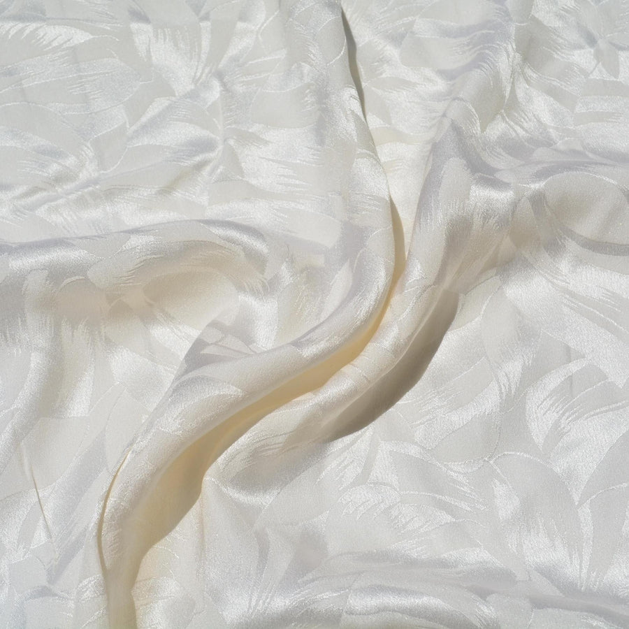 Pure Silk Jacquard Fabric | Ivory Designer Deadstock | Dresses, Skirts, Special Occasion | By the Yard