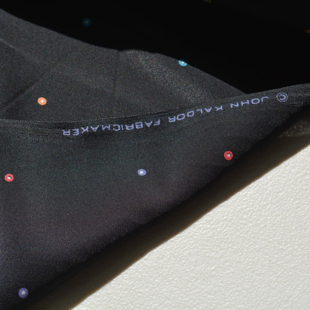 Black dotted Crepe de Chine Fabric | Vintage Deadstock | By the Yard