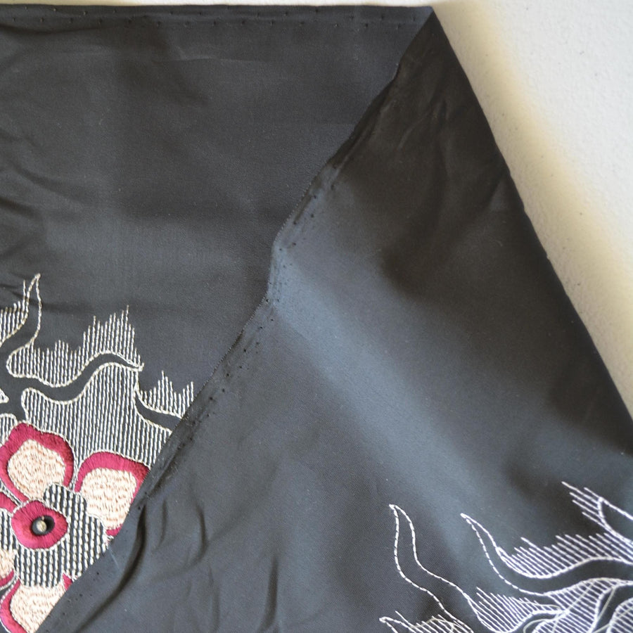 Embroidered Silk Taffeta Fabric | Black | Luxury Designer Textile | By the Yard