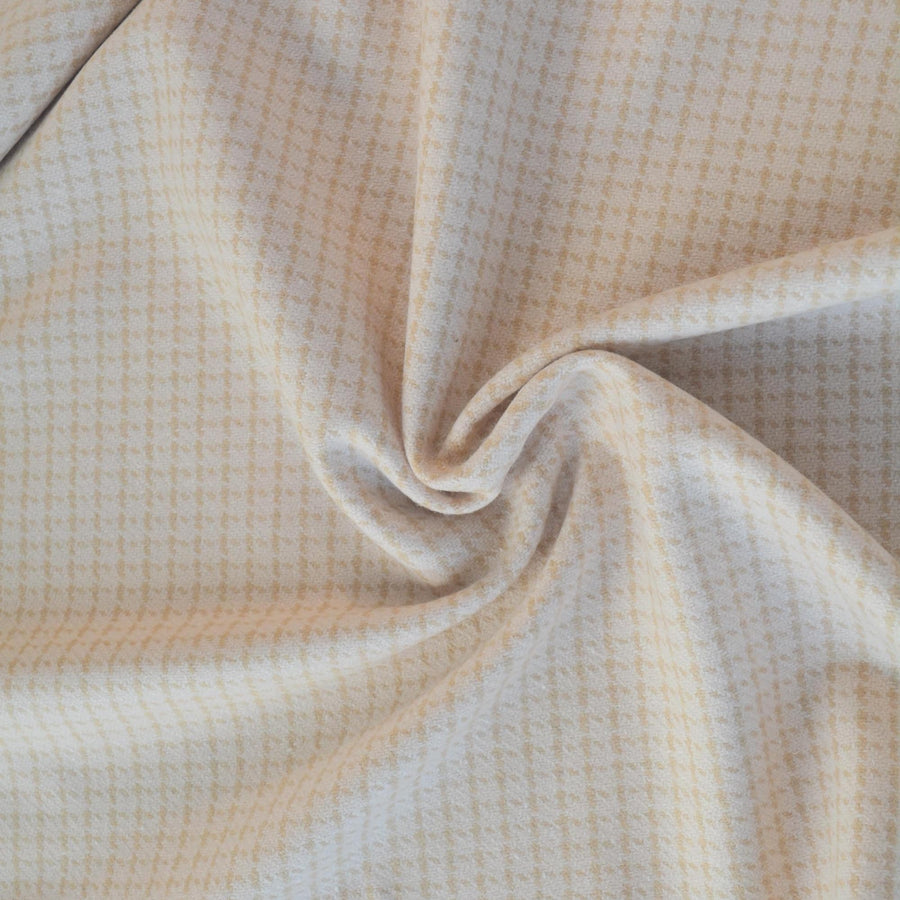 Italian Wool Tweed Fabric | with Tan Check Stripes Coat and Jacket Material 55 Inch Wide | By the Yard