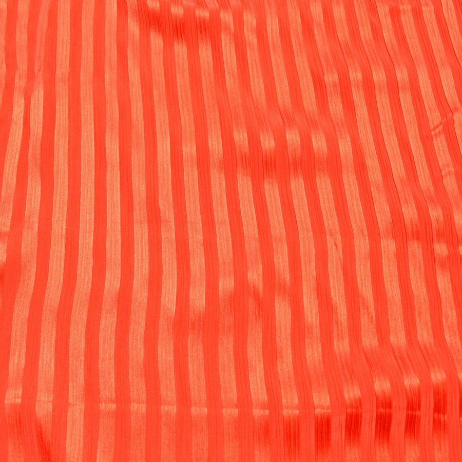 Pure Silk Crinkle Jacquard Fabric | Striped Red Designer Deadstock | Dresses, Skirts, Tops | By the Yard