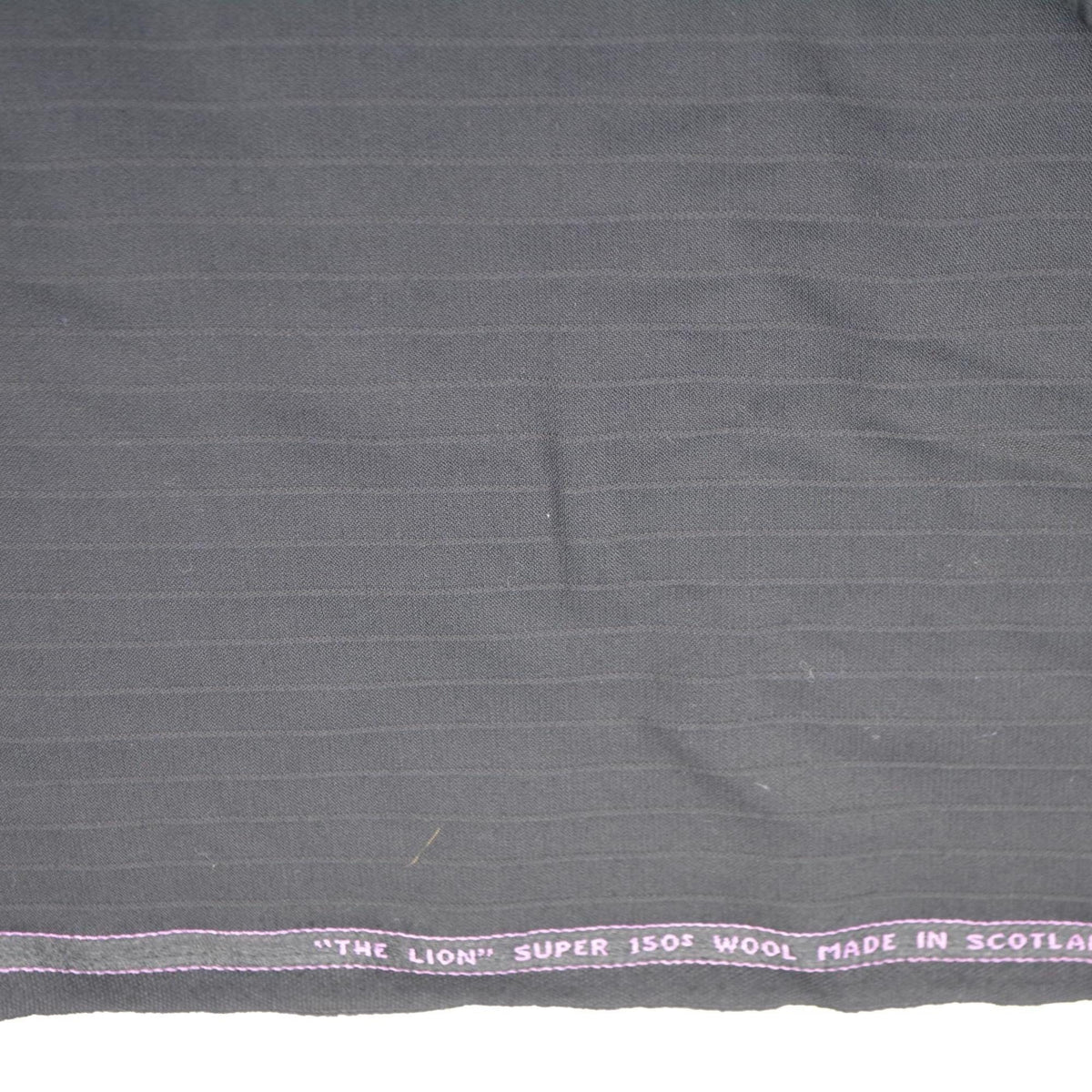Scottish Super 150s Wool Suiting Fabric | Black Stripes | Made in Scotland | Luxury Tailoring Cloth | By the Yard
