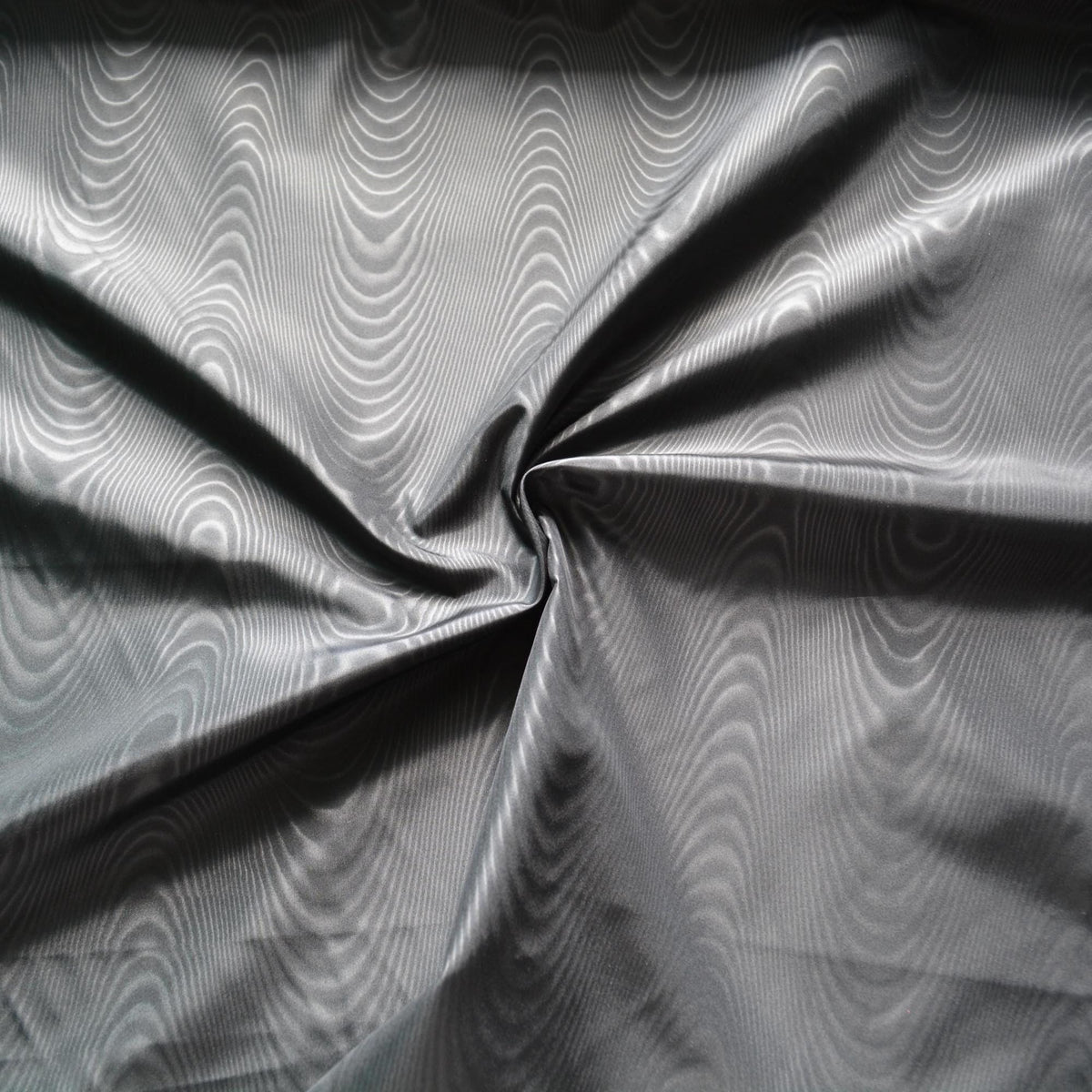 Heavyweight Silk Moiré Taffeta Fabric | Black | 100% Silk Watered Taffeta | By the Yard