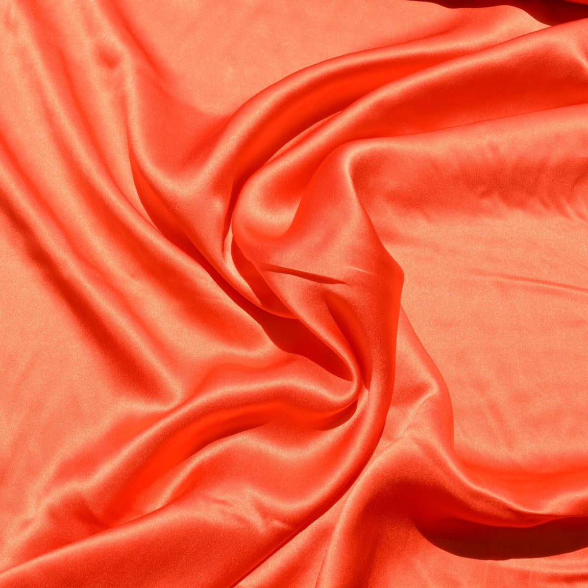 Pure Silk Charmeuse Stretch Fabric | Orange Designer Deadstock | Dresses, Skirts, Blouses | By the Yard