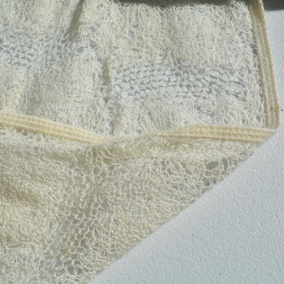 Crochet Lace Knit Fabric | White | Luxury Designer Textile |By the Yard