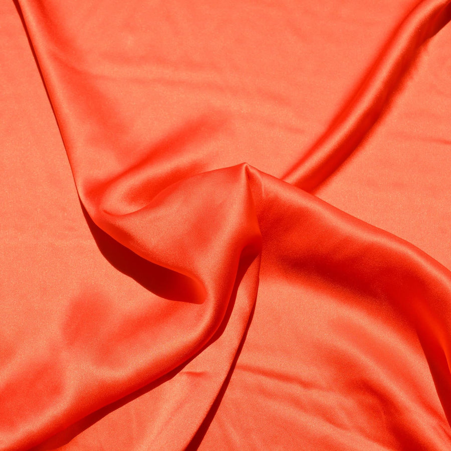 Pure Silk Charmeuse Stretch Fabric | Orange Designer Deadstock | Dresses, Skirts, Blouses | By the Yard