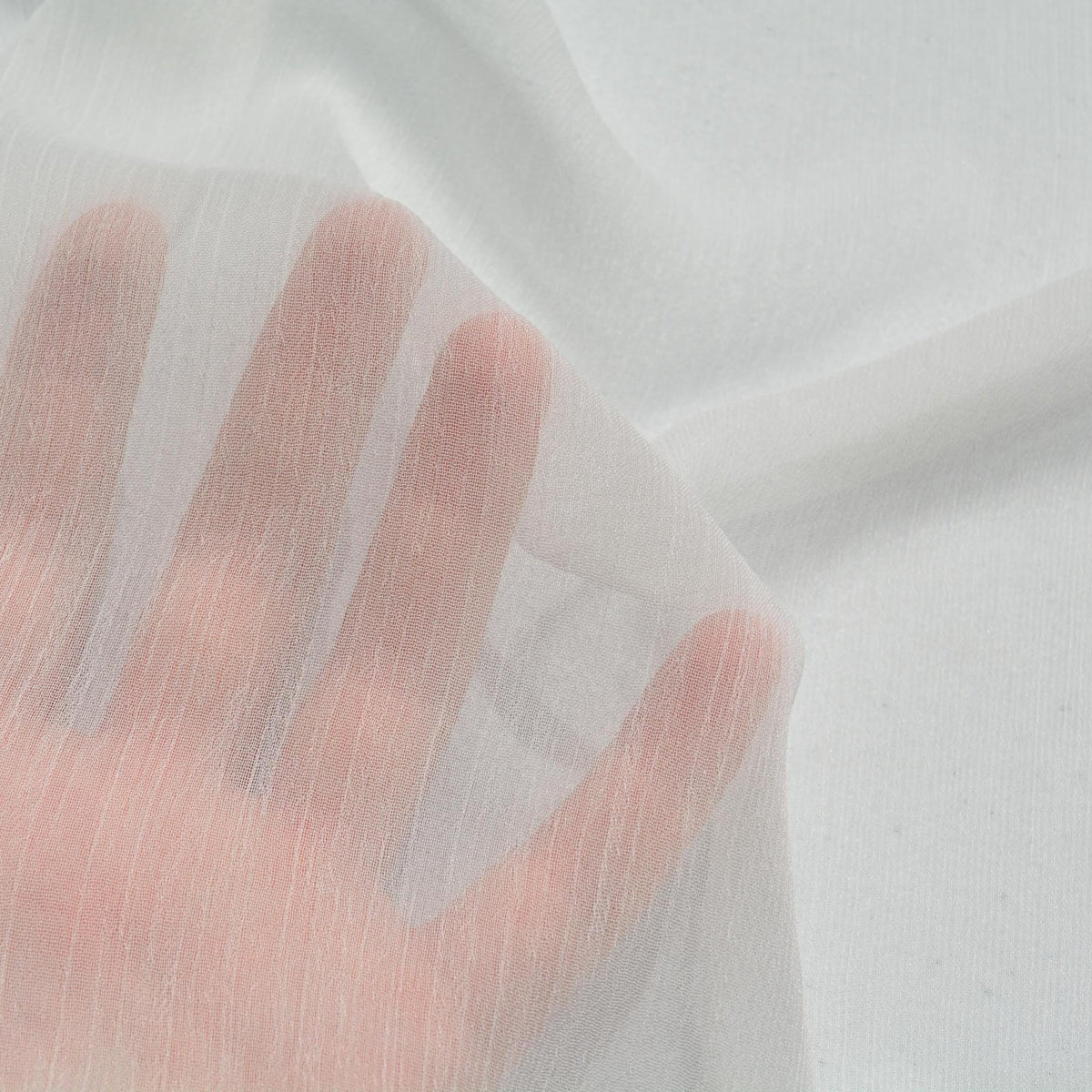 Crinkle Chiffon Fabric | White Sheer Lightweight Designer Deadstock | Dresses, Blouses, Scarves | By the Yard
