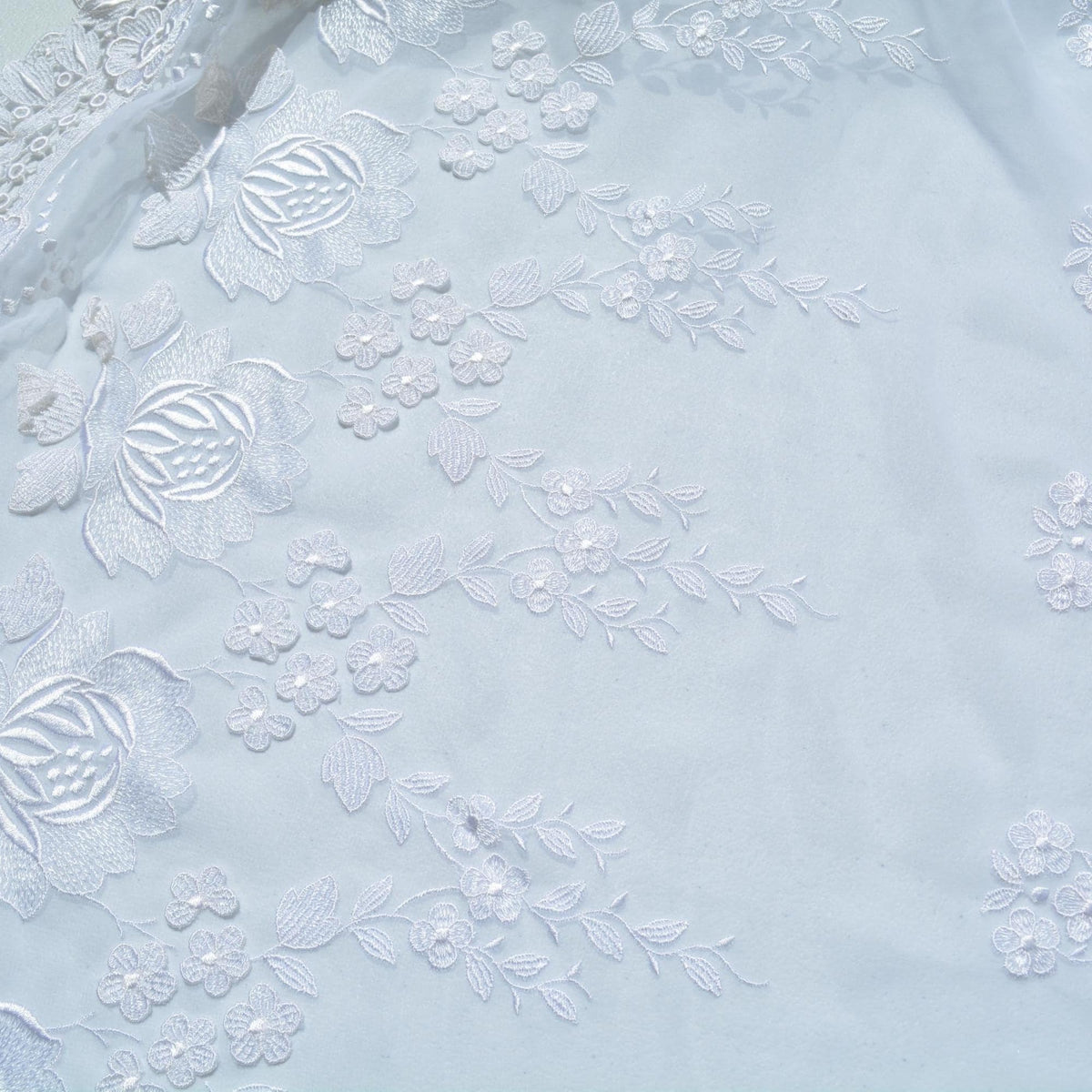 Chiffon Lace Fabric | White Sheer Designer Deadstock | Dresses, Blouses, Bridal | By the Yard