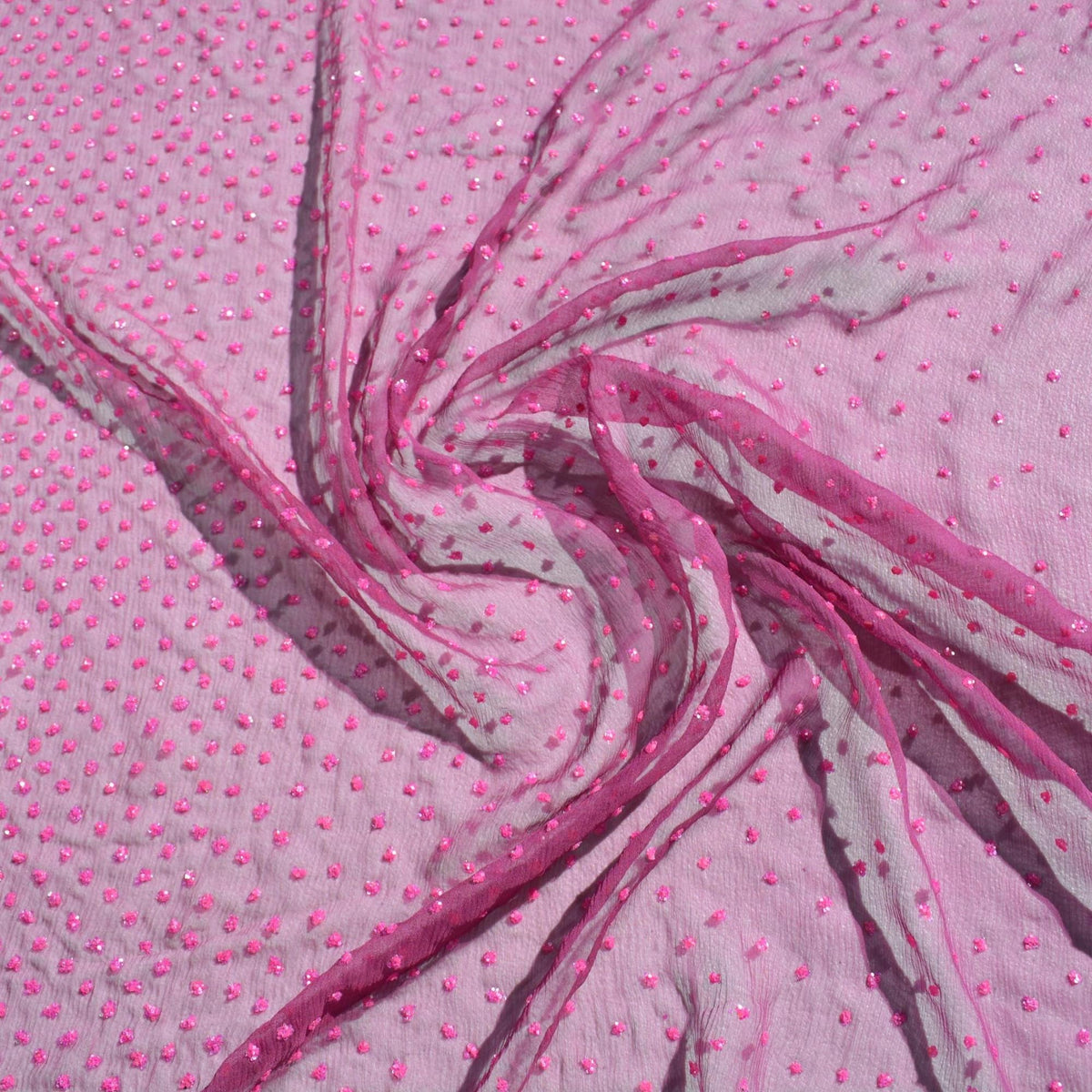 Crinkle Chiffon Fabric | Purple | 100% Silk |By the Yard