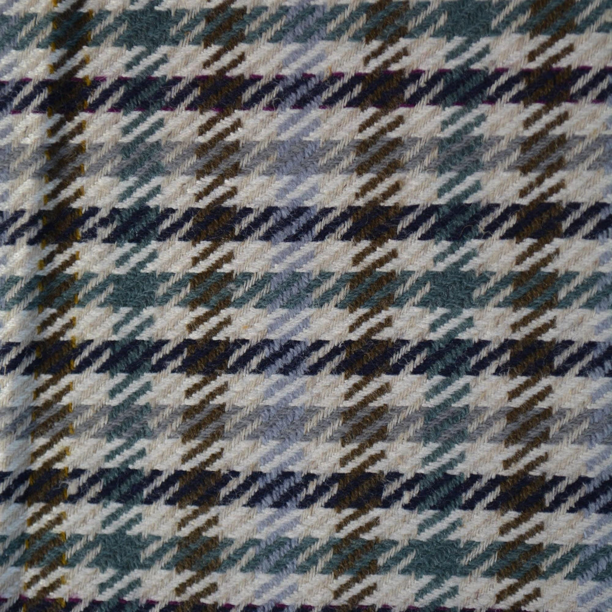 Vintage Madrid Checkered Wool Fabric | Beige Brown Light Blue Designer Deadstock | By the Yard