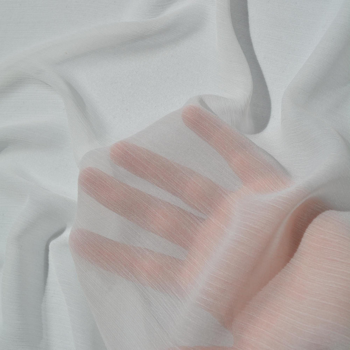 Crinkle Chiffon Fabric | White Sheer Lightweight Designer Deadstock | Dresses, Blouses, Scarves | By the Yard