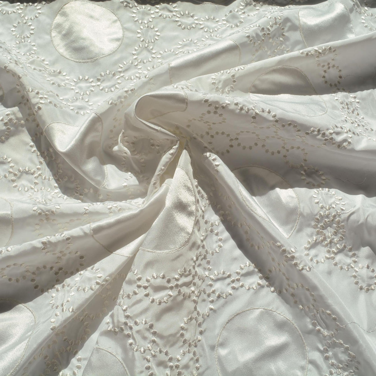 European Designer Embroidered Silk Taffeta Luxury Fabric | By the Yard