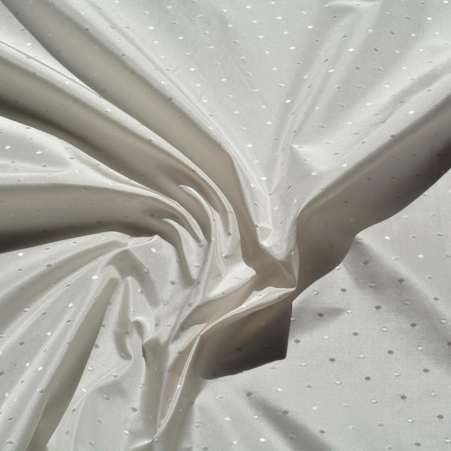 Italian 100 % Silk Jacquard Fabric | Pure Silk Taffeta White | Luxury Bridal & Dressmaking Designer Fabric |By the Yard