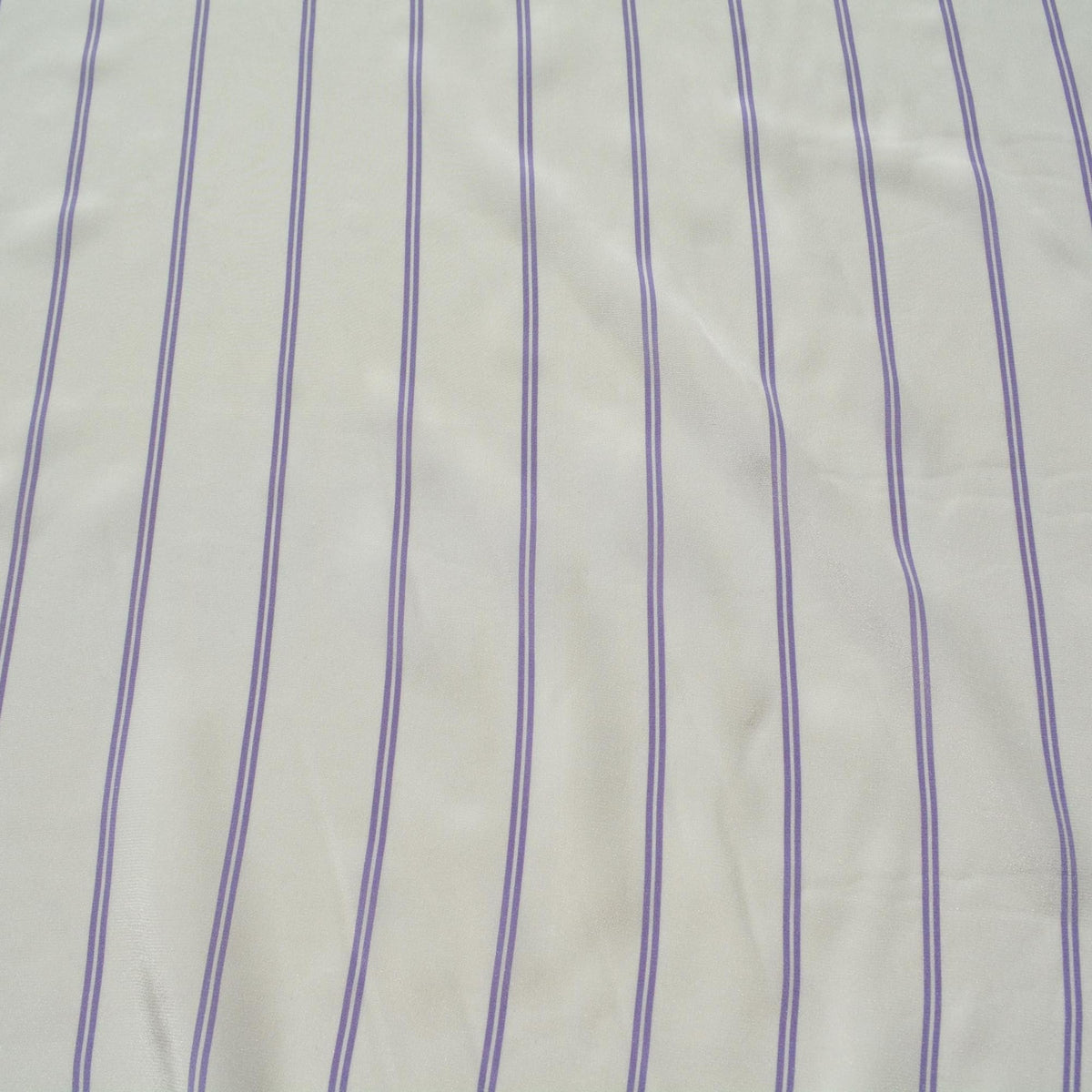 100% Silk Crepe de Chine Print White and purple Striped 56" Wide Luxury Fabric Sewing | By the Yard