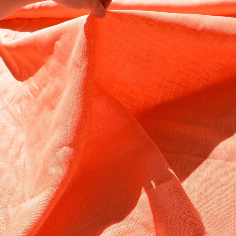 100% Linen Fabric Bright coral 60" Wide Dressmaking Tailoring | By the Yard