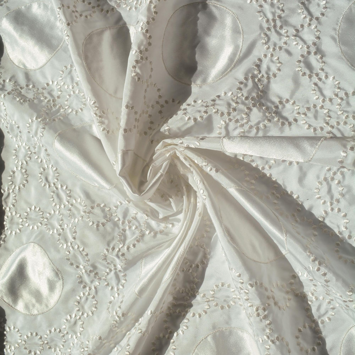 European Designer Embroidered Silk Taffeta Luxury Fabric | By the Yard