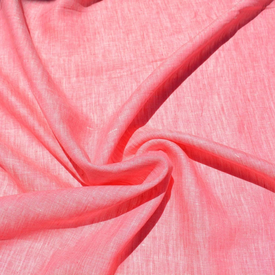 Coral Pink Linen Fabric | 100% Midweight Linen Solid Weave 54" Wide | Linen Yardage for Clothing, Summer Dresses, Home Décor Sewing