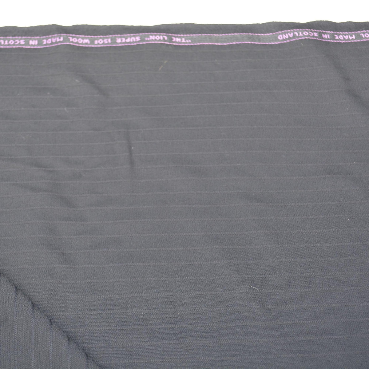 Scottish Super 150s Wool Suiting Fabric | Black Stripes | Made in Scotland | Luxury Tailoring Cloth | By the Yard