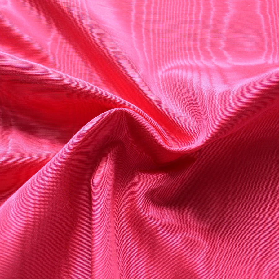 Italian Heavyweight Silk Moiré Taffeta Fabric | Pink Silk Watered Taffeta | By the Yard