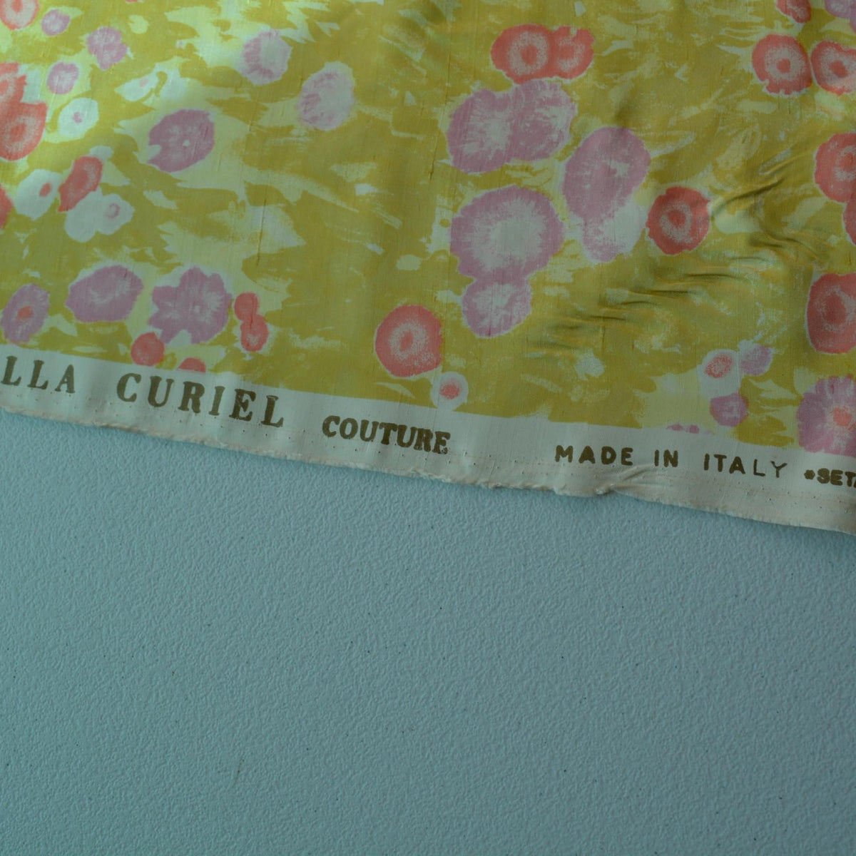 Italian Silk Dupioni Fabric Floral print 59.5" Wide Luxury Fabric | By the Yard