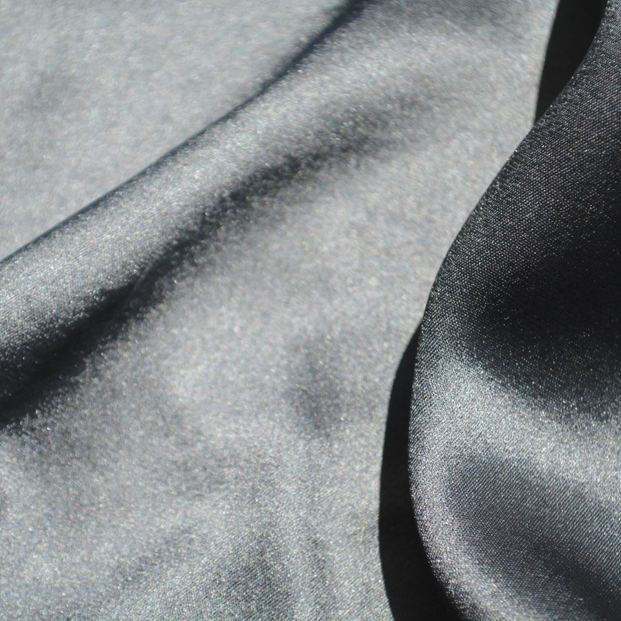 Pure Silk Crepe Back Satin Fabric | Black Heavyweight Designer Deadstock | Dresses, Blouses, Special Occasion | By the Yard