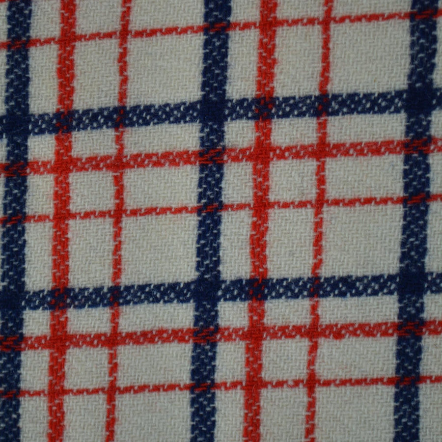 Heavyweight Red and Navy Tartan Wool Fabric Windowpane Check 55 Inch Wide | By the Yard