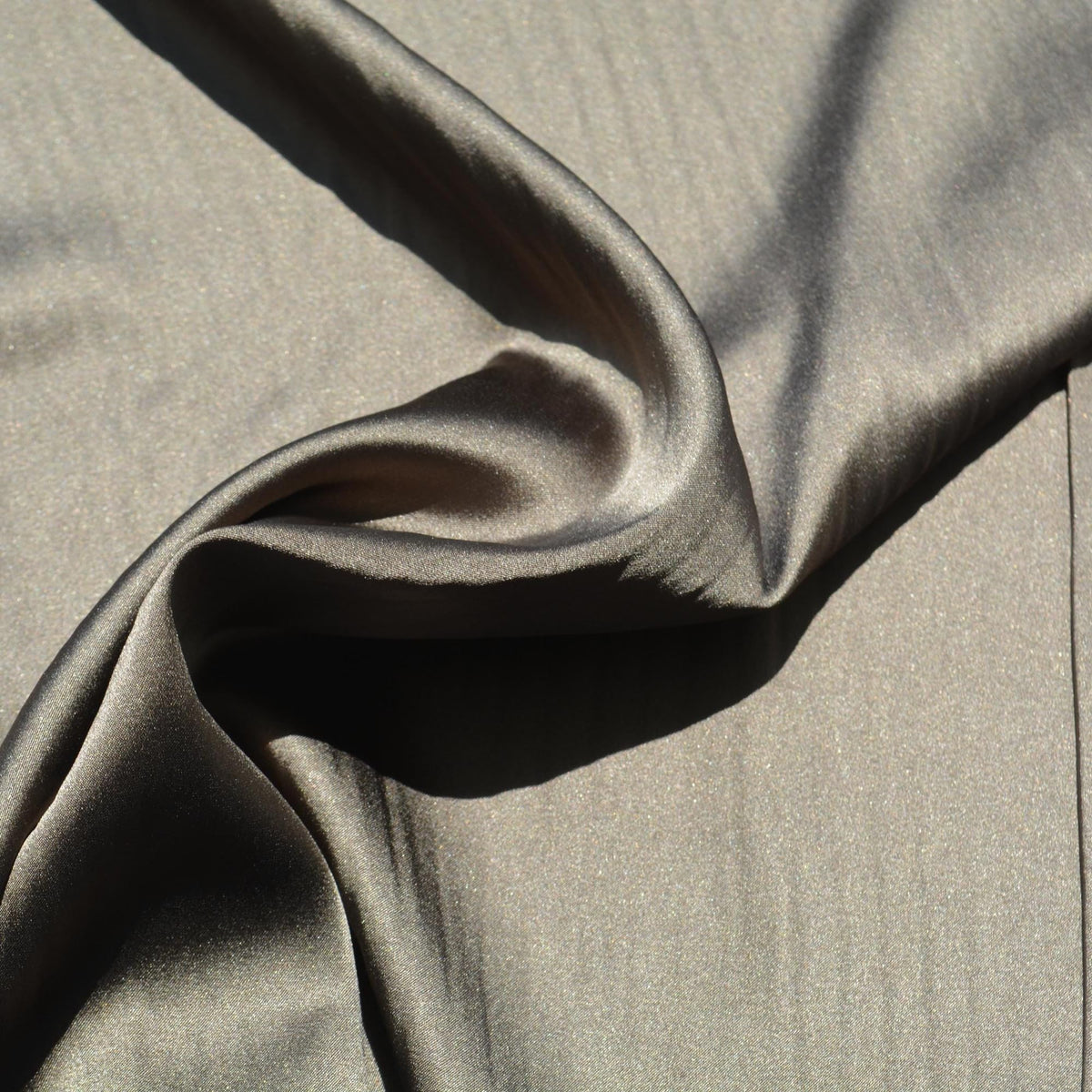 Pure Silk Charmeuse Stretch Fabric | Brown Designer Deadstock | Dresses, Skirts, Blouses | By the Yard