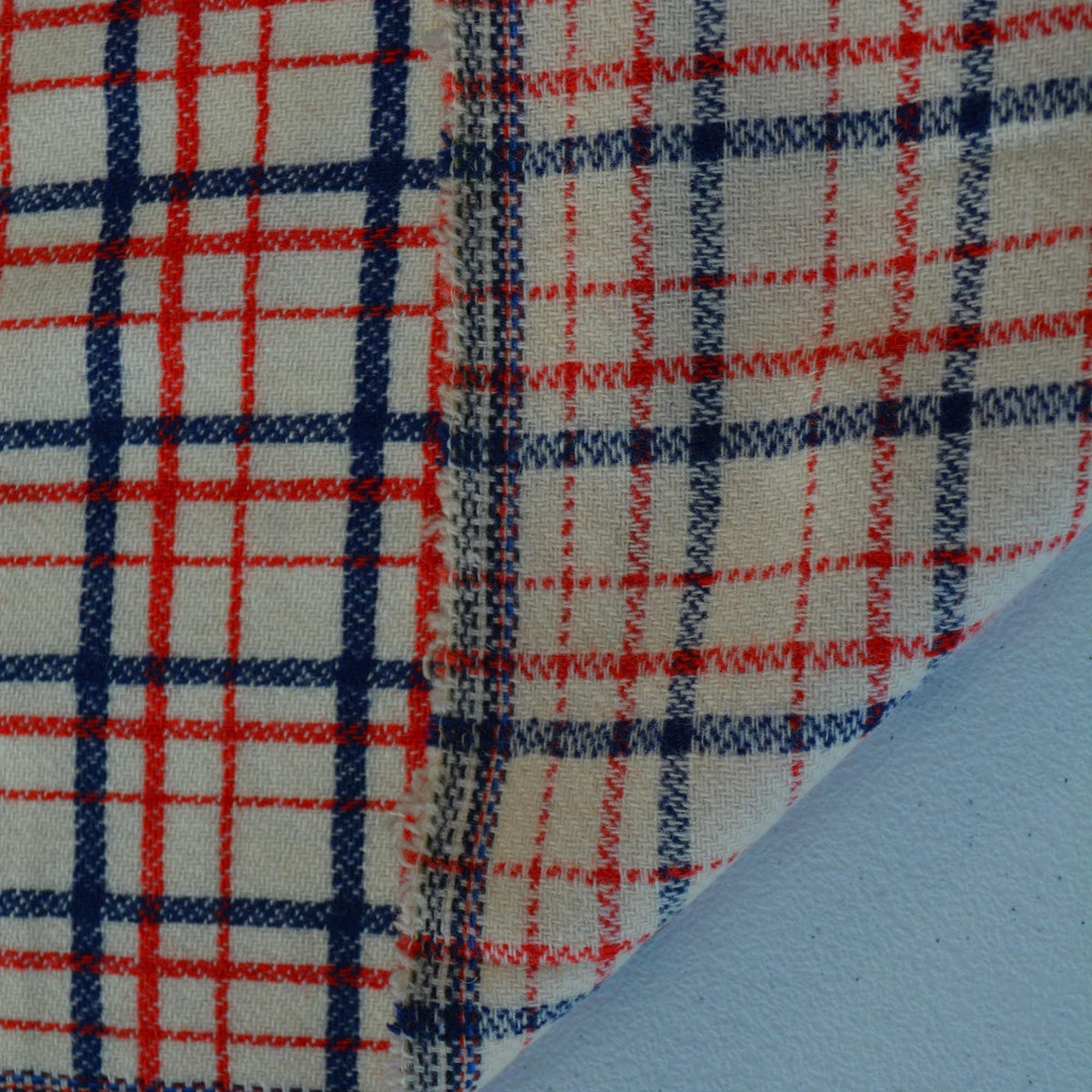 Heavyweight Red and Navy Tartan Wool Fabric Windowpane Check 55 Inch Wide | By the Yard