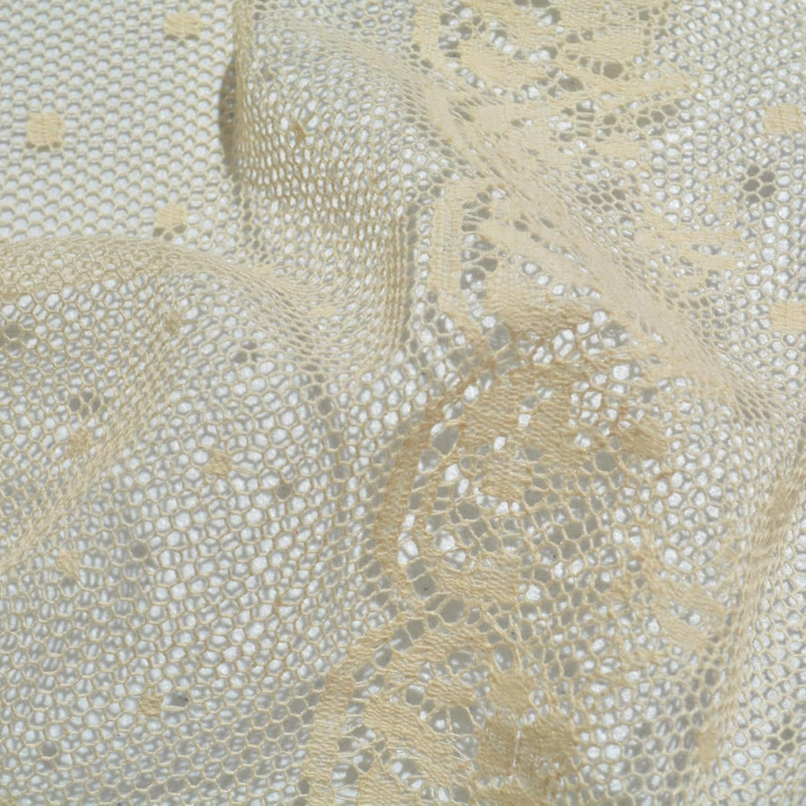 French Cotton Lace Fabric | Champagne Beige Designer Deadstock | Dresses, Blouses, Bridal | By the Yard