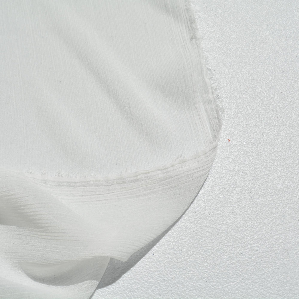Crinkle Chiffon Fabric | White Sheer Lightweight Designer Deadstock | Dresses, Blouses, Scarves | By the Yard