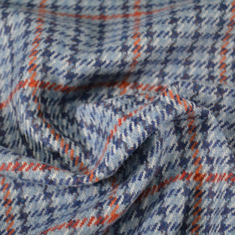 Made in Scotland Pure Wool Tweed | Red Blue Mink Chinchilla Cashmere Lambswool Windowpane Houndstooth 60.5 Inch Usable | By the Yard