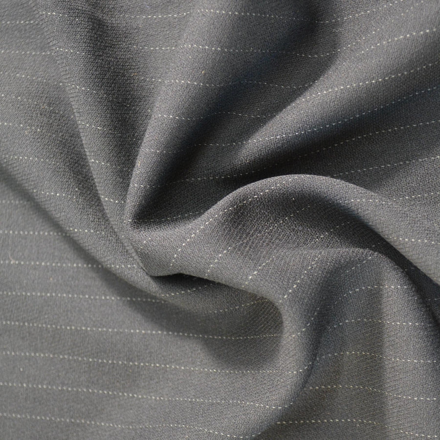 Italian Striped Wool Crepe Fabric | Black with white stripes | Designer Fabric Yardage |By the Yard