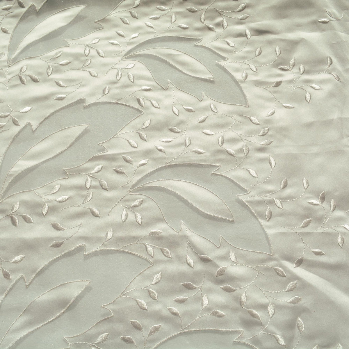 Silk Habotai Fabric White Embroidered Cutouts with Silk Chiffon 52.5 Inch Usable | By the Yard