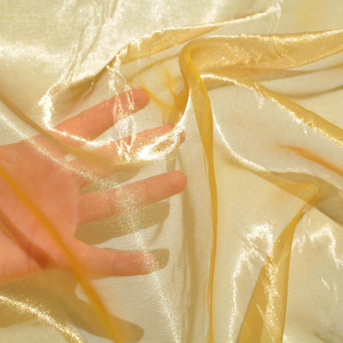 Silk Blend Organza Fabric | Yellow Gold Sheer Designer Deadstock | Dresses, Bridal, Special Occasion | By the Yard