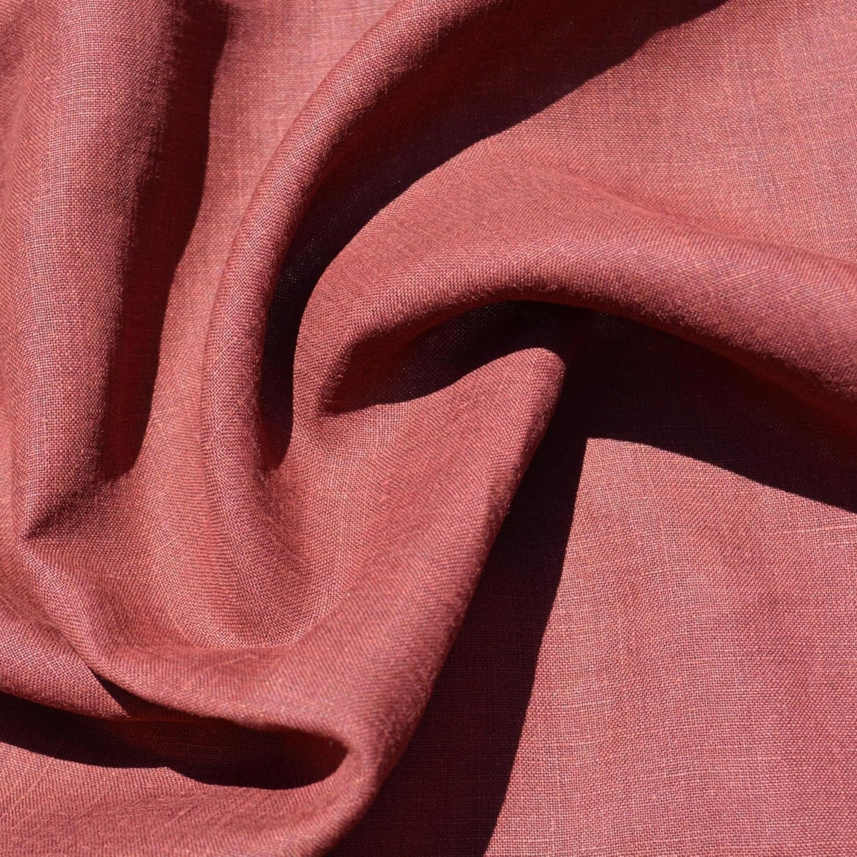 Terracotta Brown Linen Fabric | 100% Midweight Linen Solid Weave 62" Wide | Linen Yardage for Clothing, Summer Dresses, 