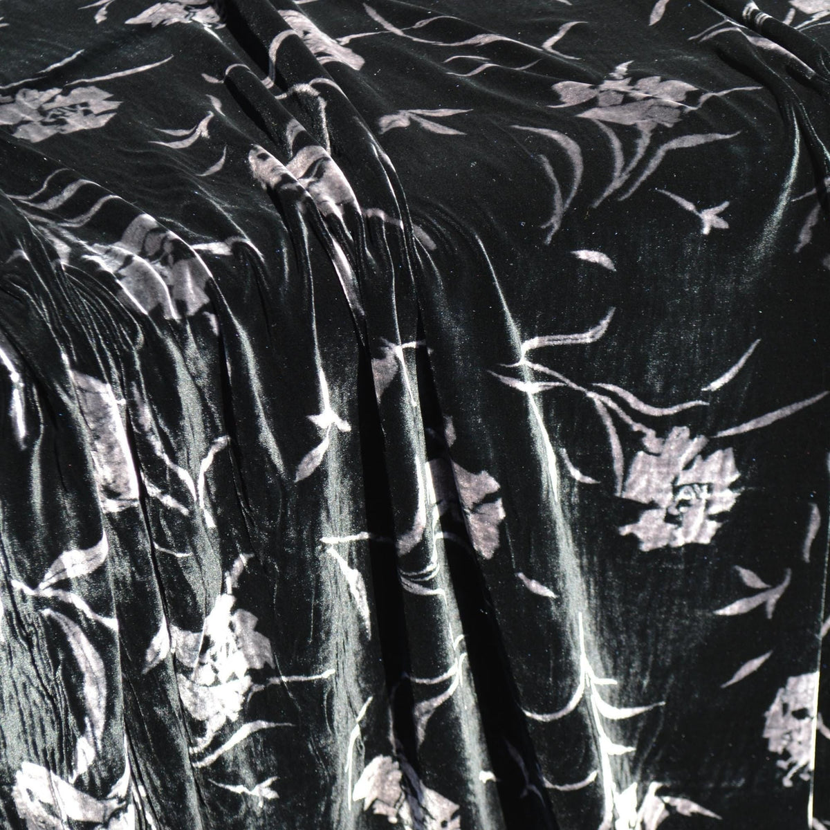 Silk Velvet Devoré Georgette Fabric – 100% Silk Burnout Velvet with Floral Pattern | By the Yard
