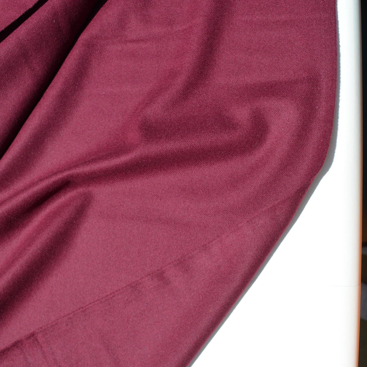 Wool Gabardine Heavyweight Fabric | Dark Red / Purple | Coating Upholstery Sewing Fabric |By the Yard