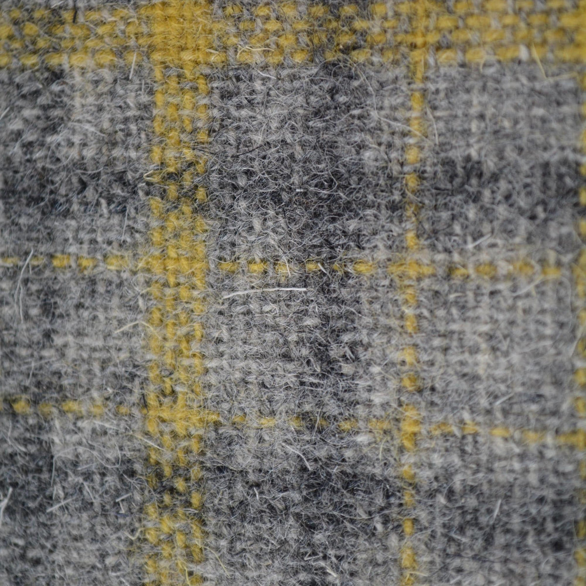 Heavyweight Gray Tartan Wool Fabric with Dark Gray Yellow Stripes 58 Inch Wide | By the Yard