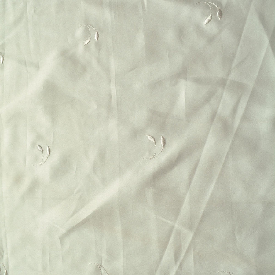Silk Habotai Fabric White Embroidered Cutouts with Silk Chiffon 52.5 Inch Usable | By the Yard