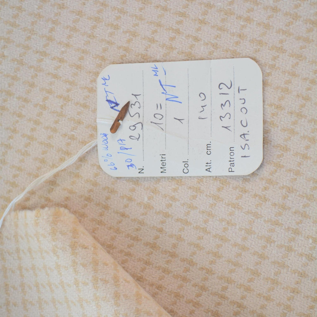 Italian Wool Tweed Fabric | with Tan Check Stripes Coat and Jacket Material 55 Inch Wide | By the Yard