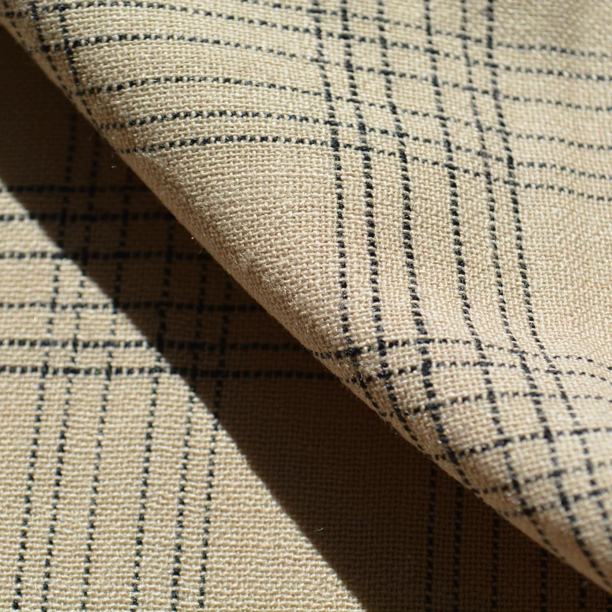 Beige and black plaid | 100% wool | Wool Suiting (Plaid) | Designer Deadstock |By the Yard