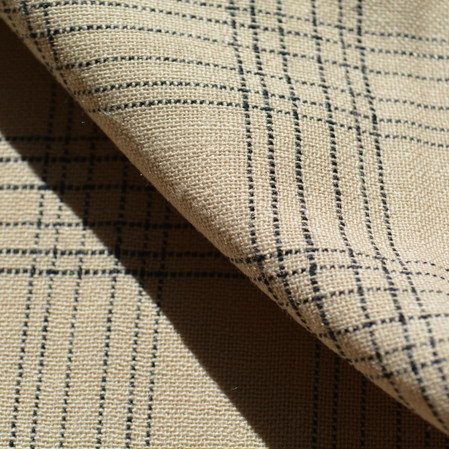 Beige and black plaid | 100% wool | Wool Suiting (Plaid) | Designer Deadstock |By the Yard