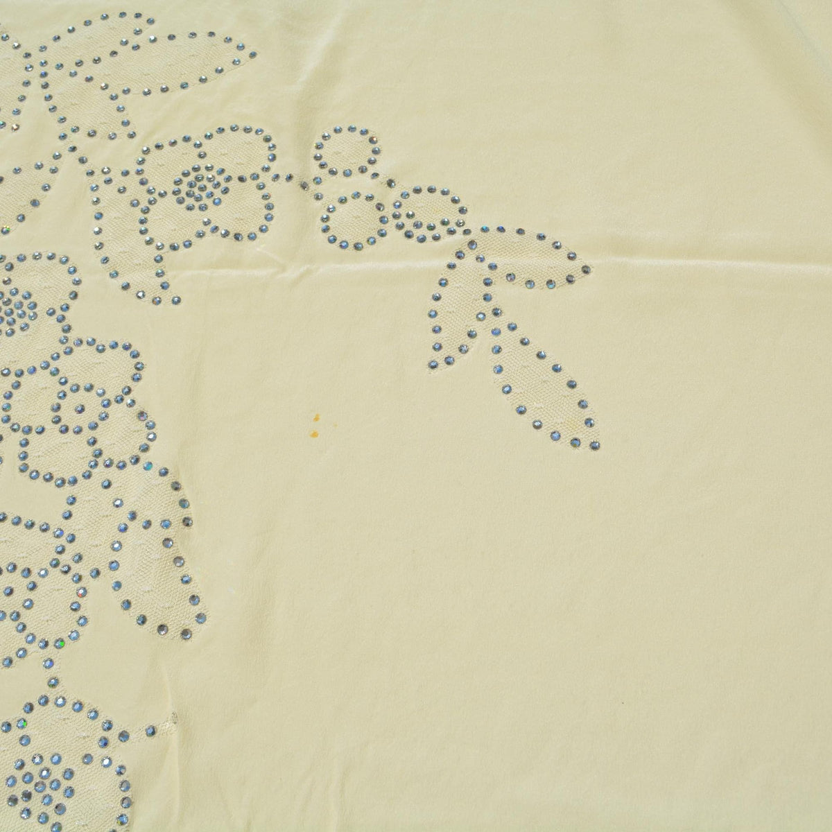 Pure Silk Embroidered Crepe Fabric | Ivory Lightweight Designer Deadstock | Dresses, Blouses, Couture | By the Yard